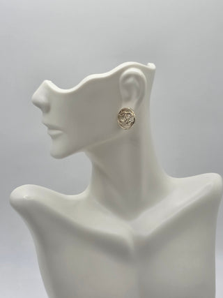 Chanel Gold-tone Interlocking CC Logo Round stud earrings