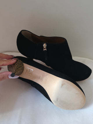 Fendi Black suede Zucca FF Logo  Ankle booties 39.5 sz