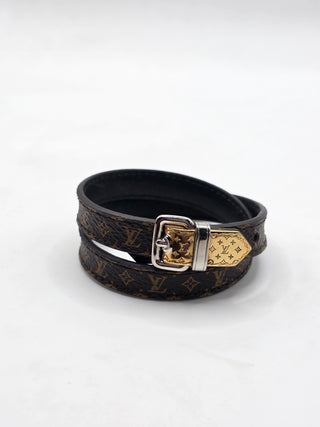 Louis Vuitton Brown 'Fasten Your LV' Monogram Wrap Bracelet
