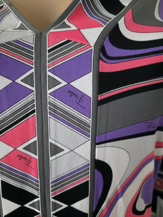 Emilio Pucci Purple Multicolor Signature Print Summer Dress S sz