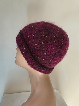 Louis Vuitton Burgundy LV Monogram Glitter Sequins Knit Beanie One size