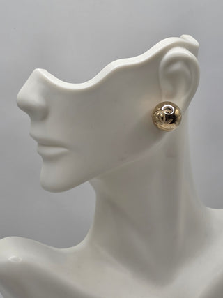 Chanel Gold-tone Interlocking CC Stud Round Earrings