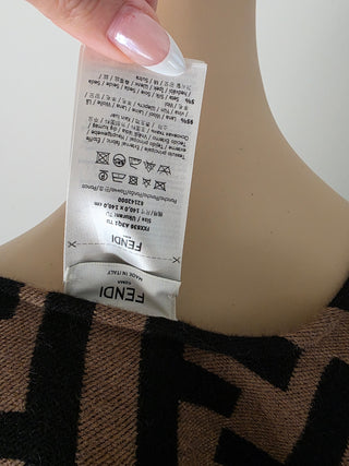 Fendi Brown FF Zucca Logo Pattern Oversized Shawl