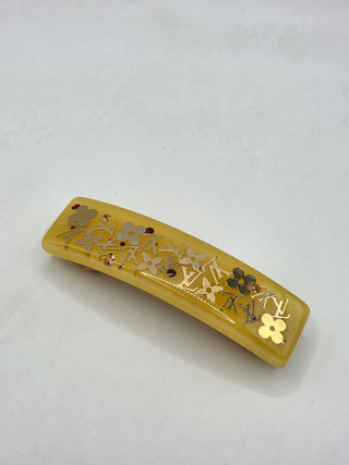 Louis Vuitton Gold-tone Yellow Resin Monogram Inclusion Hair Clip