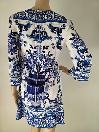 Dolce & Gabbana Blue Multicolor Silk Mini Dress IT38 sz