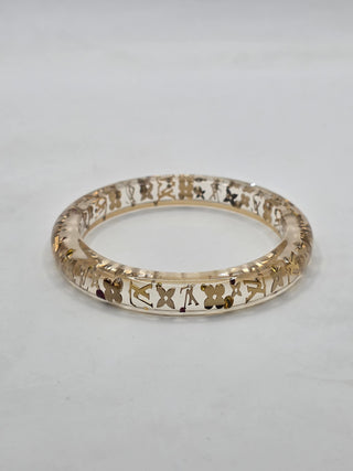 Louis Vuitton Clear Gold-tone Crystal Resin Inclusion Bangle