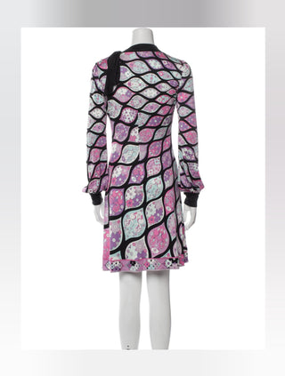 Emilio Pucci Purple Black multicolor printed Silk Mini Dress M sz