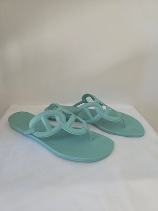 Hermès Blue Egerie Chaîne d'Ancre Insignia Slides 40 sz