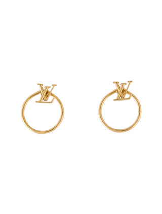 Louis Vuitton Gold-tone LV Logo Eclipse Earrings