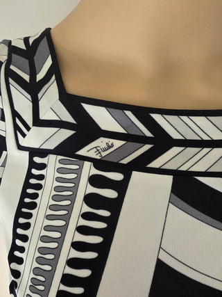 Emilio Pucci Black White Signature Printed Mini Dress S sz