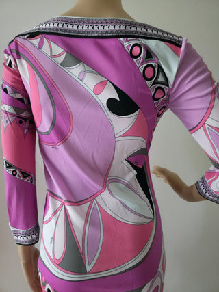 Emilio Pucci Purple Multicolor long-sleeved printed summer dress S sz