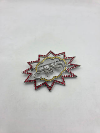 Chanel Silver-tone Strass Logo Burst Brooch