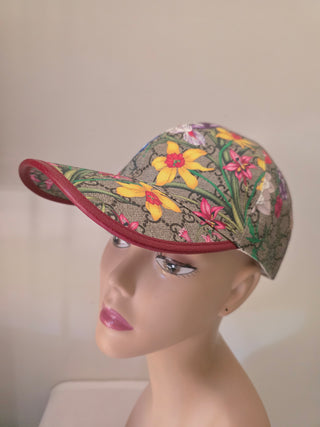 Gucci Beige GG Monogram floral Baseball Cap M sz