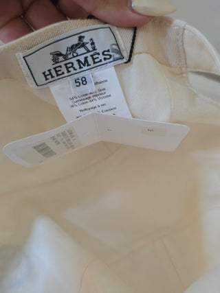 Hermes White Blanc Naturel Cotton Davis Emile Cap 58 sz