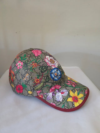 Gucci Beige GG Monogram floral Baseball Cap M sz