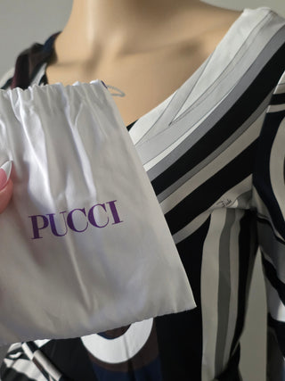 Emilio Pucci Brown White Printed Midi Length Dress US 8