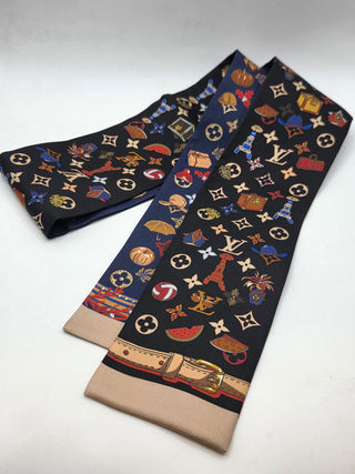 Louis Vuitton Black Navy Blue multicolor LV Monogram Silk Bandeau
