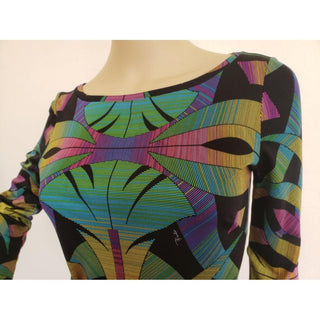 Emilio Pucci Black Multicolor Signature Print Belted Dress 4 US