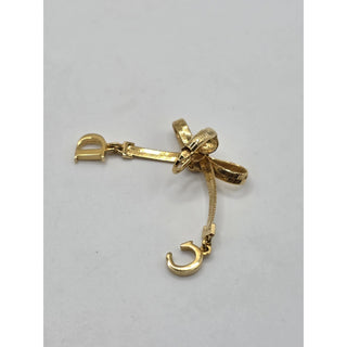 Christian Dior Gold-tone CD Logo Bow Clip-On Earrings