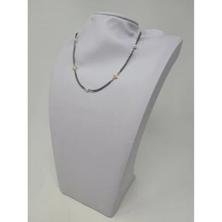 AUTH David Yurman Sterling Silver 14k DY and Pearl Station Cable Necklace