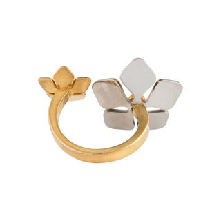Authentic Fendi Two-Tone Flower Cocktail Ring – Size 7