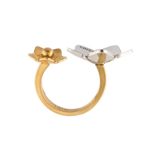 Authentic Fendi Two-Tone Flower Cocktail Ring – Size 7