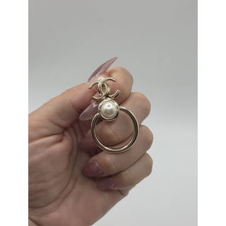 Chanel Gold-tone 2022 Faux Pearl Interlocking CC Drop Earrings