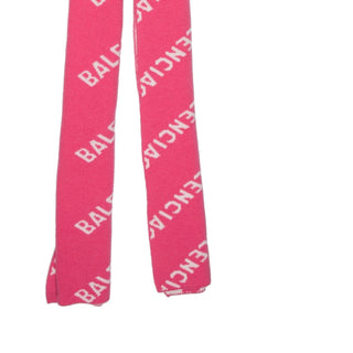 Authentic Balenciaga Pink Wool Logo Scarf – Graphic Print, 88in, w/ Tags