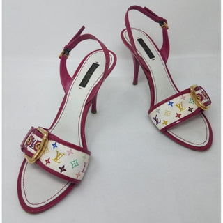 Louis Vuitton white multicolor Leather LV Monogram heels 39.5 EU