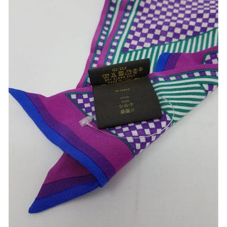 Purple multicolor Louis Vuitton silk Damier Aquarelle bandeau