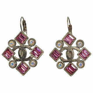 Chanel Gold-tone Crystal Embellished CC Logo Earrings