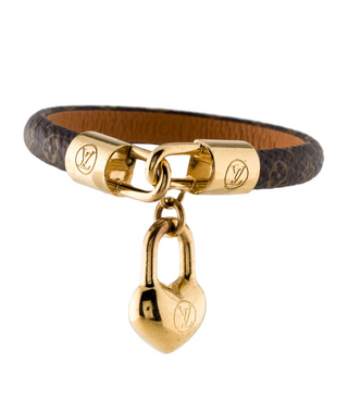 Louis Vuitton Brown Leather Crazy In Lock Charm Bracelet