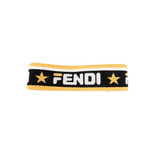 Authentic Fendi Black Yellow Striped Logo Headband