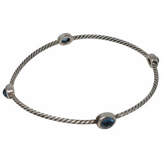 David Yurman Sterling Silver Topaz station cable classic bracelet