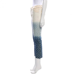 Louis Vuitton White Blue Ombre Denim LV Monogram Jeans  38 FR