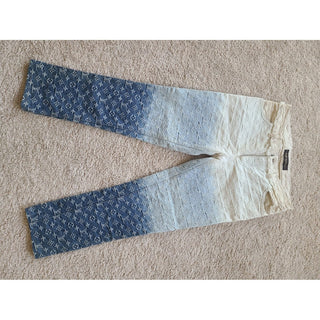 Louis Vuitton White Blue Ombre Denim LV Monogram Jeans  38 FR