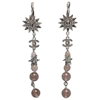 Chanel Silver-tone Interlocking CC Beaded Star Earrings