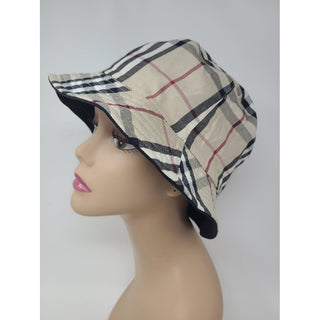 Burberry Black beige Nova Check Print reversible bucket hat M sz