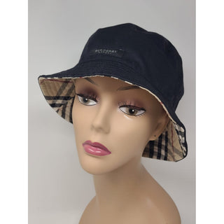 Burberry Black beige Nova Check Print reversible bucket hat M sz