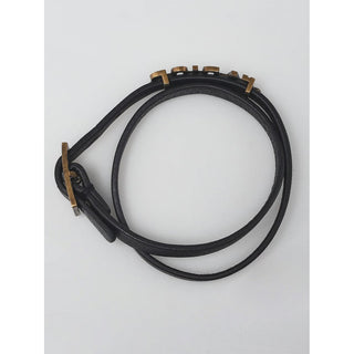 Dior Gold-tone J'adior charm black leather choker necklace