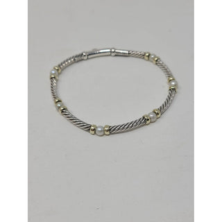 David Yurman Sterling Silver Metro pearl station bracelet