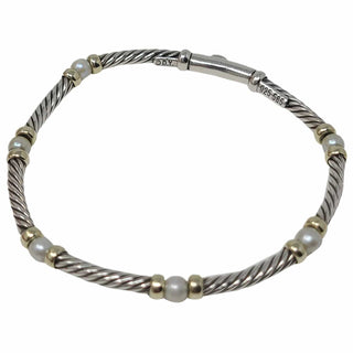 David Yurman Sterling Silver Metro pearl station bracelet