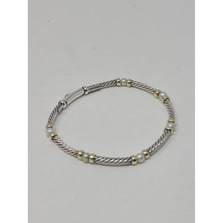 David Yurman Sterling Silver Metro pearl station bracelet