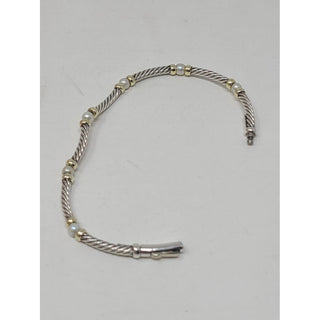 David Yurman Sterling Silver Metro pearl station bracelet