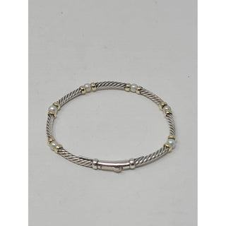 David Yurman Sterling Silver Metro pearl station bracelet