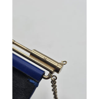 Chanel Blue Leather Interlocking CC Wide Wrap Bracelet M sz