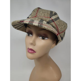 Authentic Burberry Beige multicolor Nova Check Print newsboy hat M sz