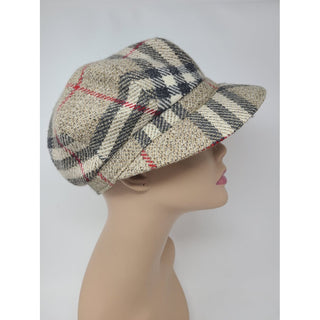 Authentic Burberry Beige multicolor Nova Check Print newsboy hat M sz