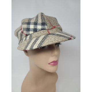 Authentic Burberry Beige multicolor Nova Check Print newsboy hat M sz