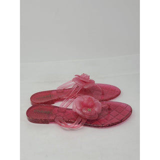 Chanel Pink Glitter Jelly Interlocking CC Camellia Sandals 39 EU